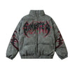 Leather Jacket Flame Embroidered Cotton Jacket For Men