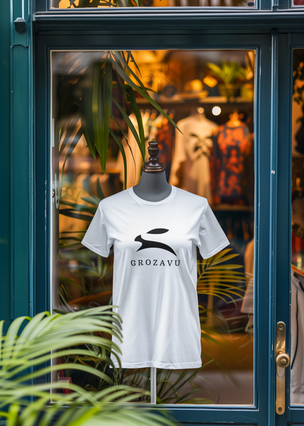 Grozavu Signature Tee – puff logo, white