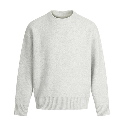 Einfacher einfarbiger semi-hoher Kragenpullover – Lockere Passform Unisex Strickwaren