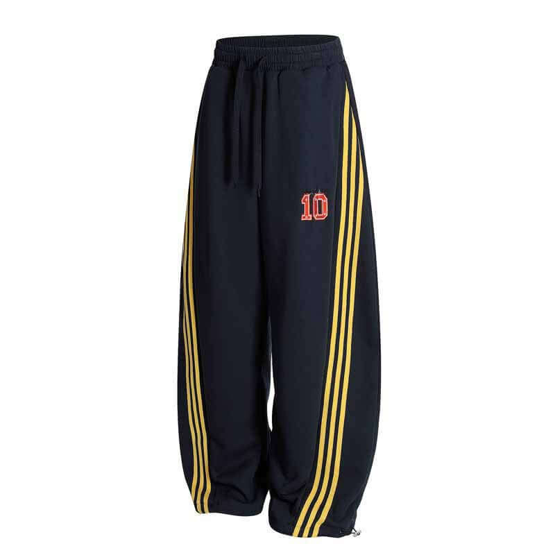 Yellow street three stripe embroidered track with Grozavu logo