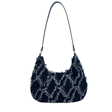 Raw Edge Cloth Shoulder Bag