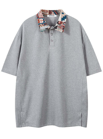 Back side view of Short Sleeve Polo T-Shirt by Grozavu brand streetwear