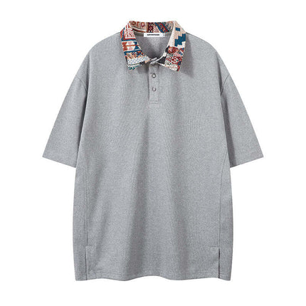 Back side view of Short Sleeve Polo T-Shirt by Grozavu brand streetwear