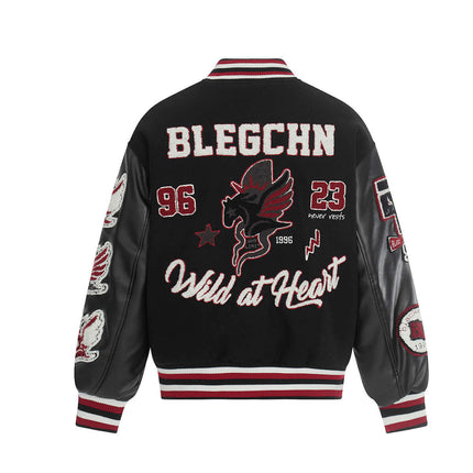 Heavy Embroidery Baseball Jacket – Thick Fit with bold design and detailed embroidery on the back.