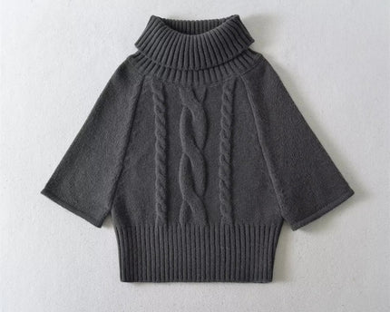 Multi-Wear Vintage Cable Knit Cape High Neck Sweater