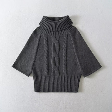 Pulover cu guler înalt din tricot cablu vintage multi-purtare pentru femei, top tricotat lejer