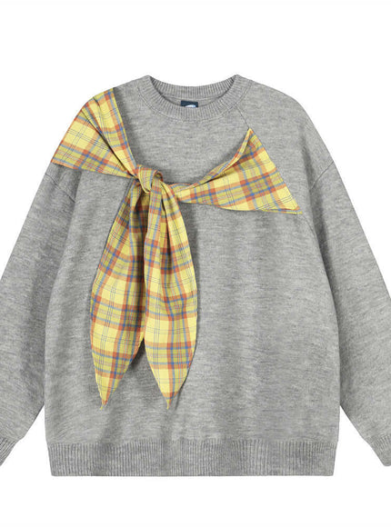 Gray draped long sleeve top with Grozavu logo