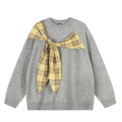 Gray draped long sleeve top with Grozavu logo