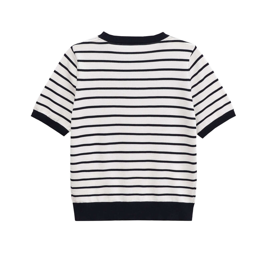Stripe striped round neck knitted with Grozavu logo