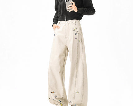 Style Fun Print Cargo Pants Unisex Trendy Loose Wide Leg High Street Casual Long Pants
