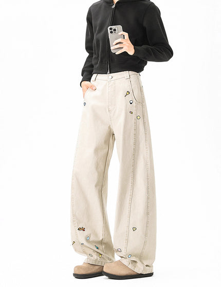 Style Fun Print Cargo Pants Unisex Trendy Loose Wide Leg High Street Casual Long Pants