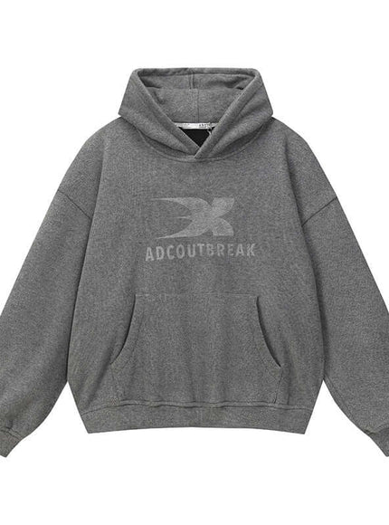 Gray letter print oversized hoodie thickened with Grozavu logo