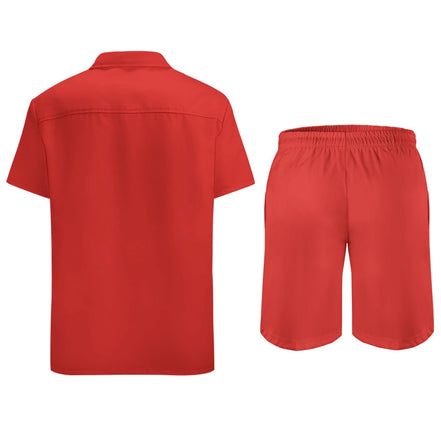 Grozavu Men’s Peach Skin Shirt & Shorts Set