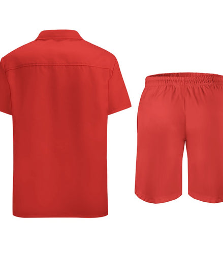 Conjunto de Camisa y Pantalones Cortos de Piel de Durazno para Hombre Grozavu