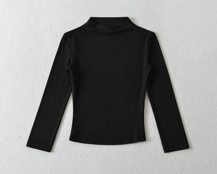 Top cu guler înalt pe jumătate și mâneci trei sferturi