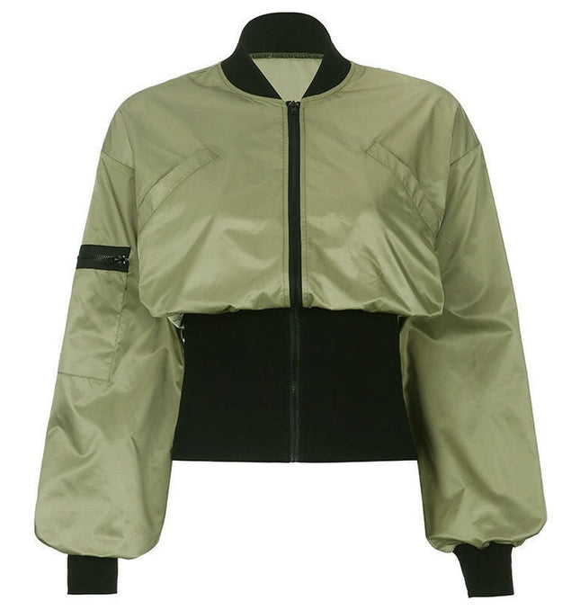 Grozavu's Color-Block Jacket: Loose Fit, Stand Collar Fashion at €58.99