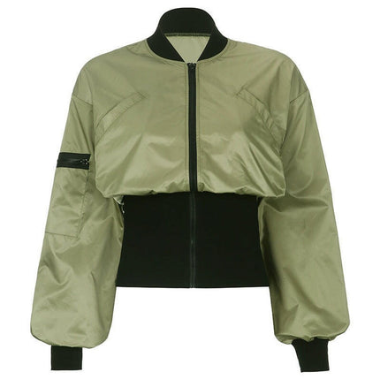 Grozavu's Color-Block Jacket: Loose Fit, Stand Collar Fashion at €58.99