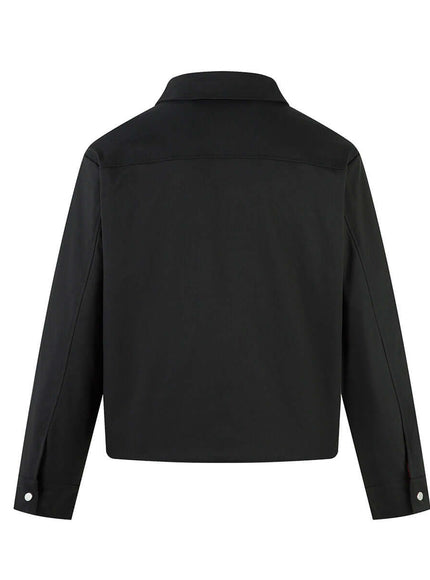 Back view of Black imitation rabbit fur jacket by Grozavu