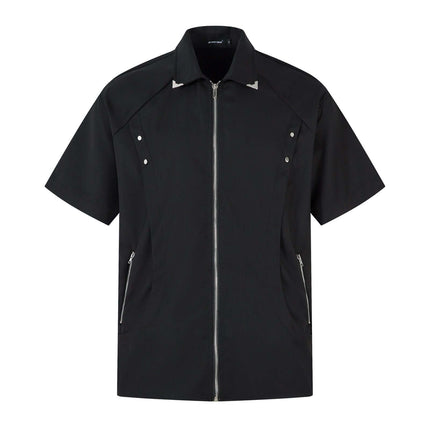 Black zipper unique short blouse with Grozavu logo