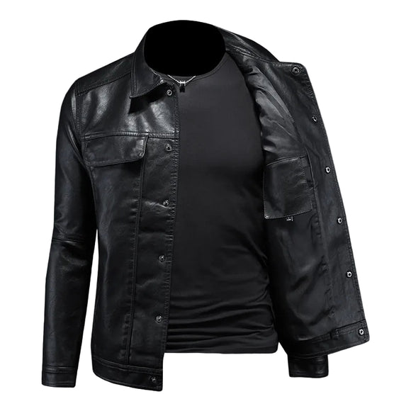 Giacca in pelle nera premium da uomo Night Rider