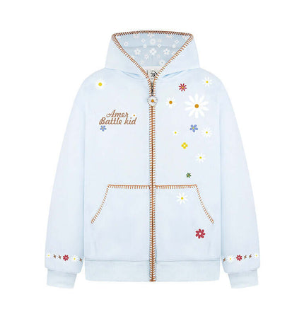 Exclusive Floral Embroidery Hooded Sweatshirt urban aesthetic - Image 8