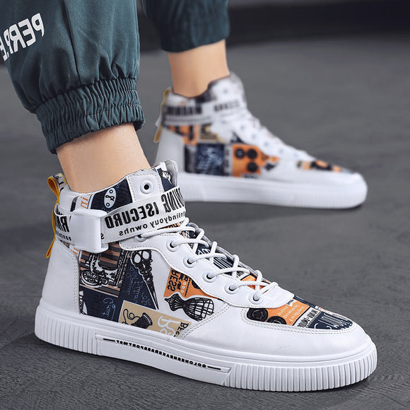 Frühling Herren Trendige Farbblock Hohe Sneakers
