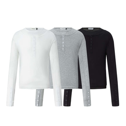 Tricou cu mâneci lungi, ajustat, deconstruit