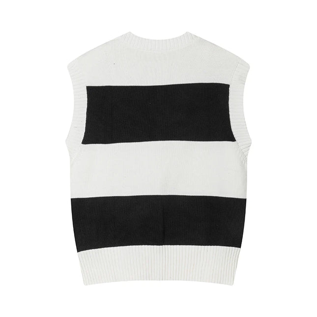 Women's knitted vest sweater 2024 spring new knitted sweater pullover tops V-neck sleeveless vest women's clothing couple casual