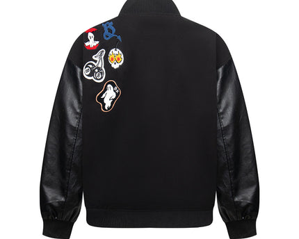 Chaqueta de béisbol de bordado de dibujos animados de tendencia nacional retro