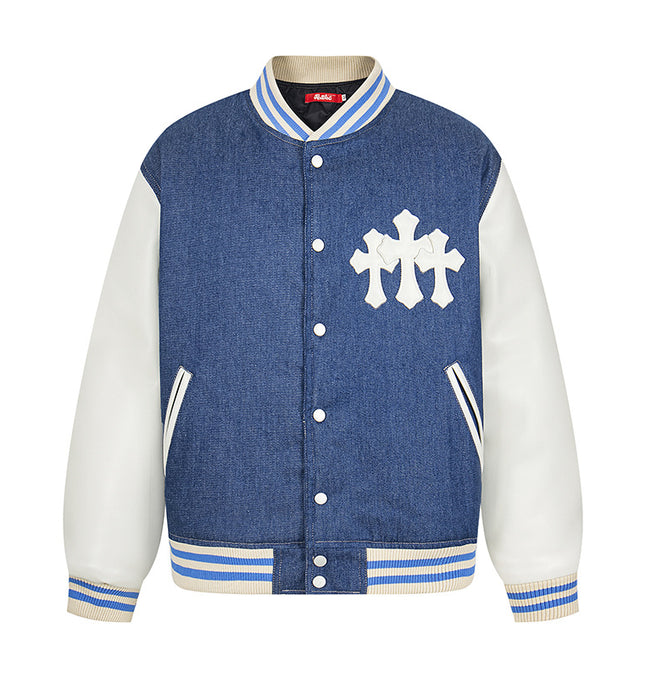 Front view of Patchwork Color Blocked Jacket - Grozavu brand streetwear