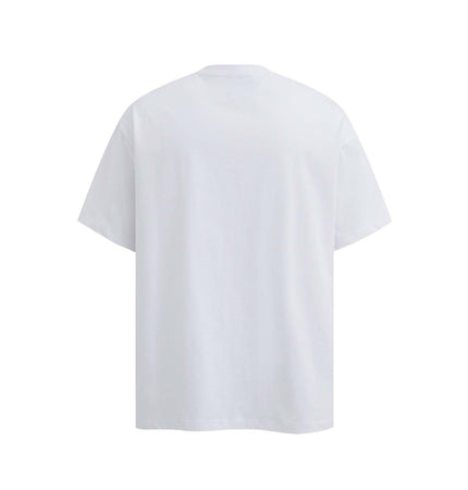 Back view of Retro Washed Face Letter TShirt – Loose Fit in white cotton fabric.
