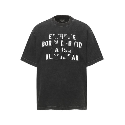 Retro waffle washed pure cotton loose T-shirt