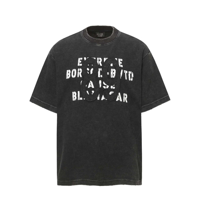 Tricou din bumbac spălat cu model waffle retro