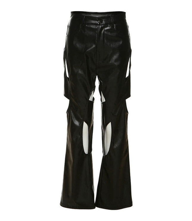 Grozavu Straight Slim Faux Leather Pants: Seasonal Fashion