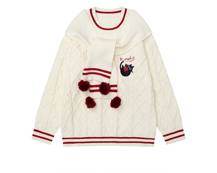 Pull en tricot de Noël avec écharpe