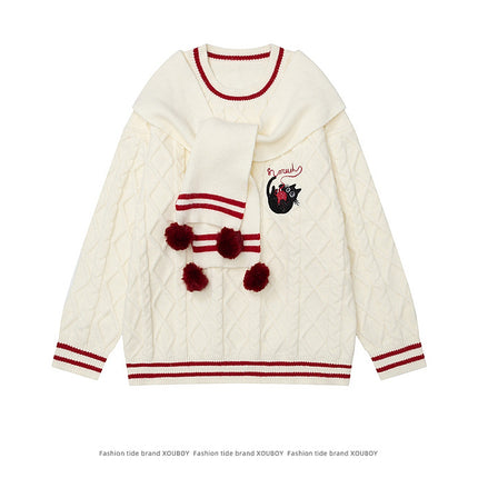 Maglione di Natale a Maglia con Sciarpa