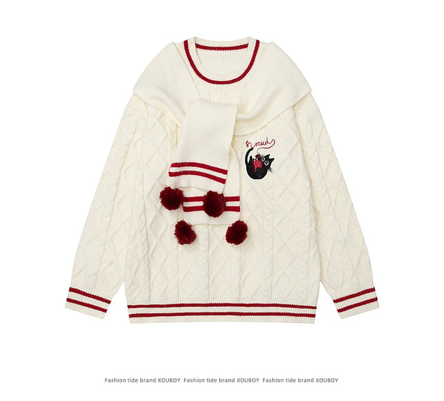 Maglione di Natale a Maglia con Sciarpa