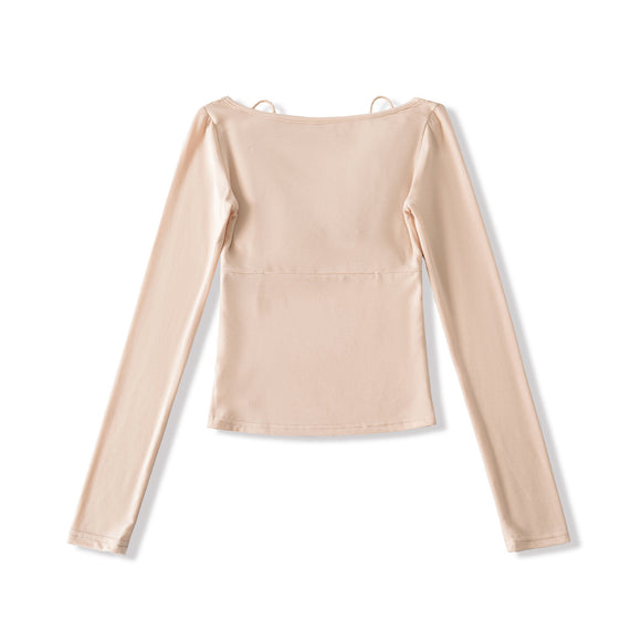 Twisted lace long sleeved T-shirt for women