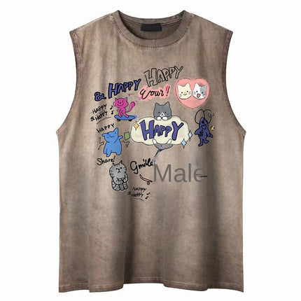 Canotta in Cotone con Stampa Cartoon – Vestibilità Larga