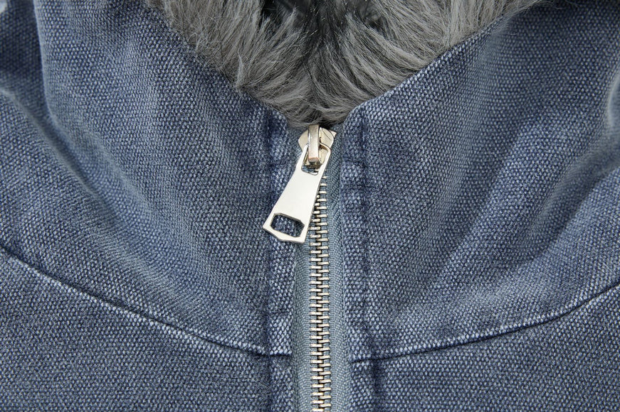 Giacca di cotone con colletto di lana e pile