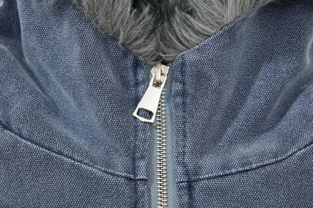 Woolen Collar Cotton Jacket With Fleece