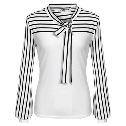 Grozavu's Slim Striped Patchwork Blouse: Fashionable O-Neck at €14.99