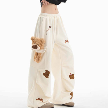 Embroidered Bear Cargo Sweatpants