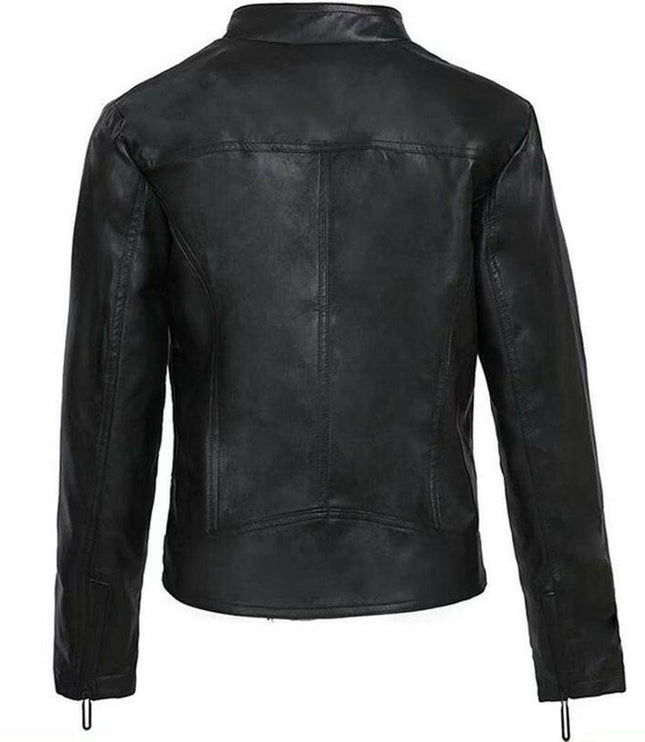 Rev up Your Style: Grozavu's Black Faux Leather Biker Jacket!