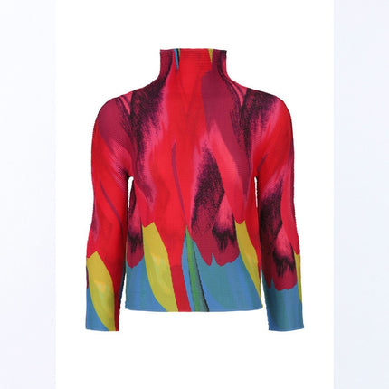 Grozavu Turtleneck Color Block Pleated Top at €77.99