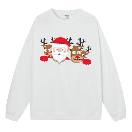 Christmas Reindeer Print Medium-Length Hoodie