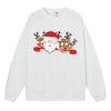 Christmas Reindeer Print Medium-Length Hoodie