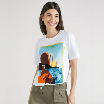 Oil Painting Print Cotton T-Shirt – Loose Fit