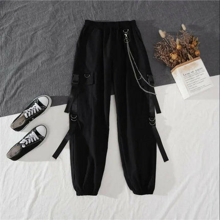 Grozavu Harajuku Two-Piece Cargo Pants with Chain Detail at €49.00