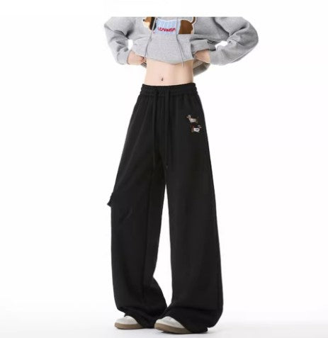 Pantalons de survêtement brodés pour chien Style Homme rétro à poches multiples Pantalons décontractés polyvalents à cordon de serrage amples et athlétiques de rue